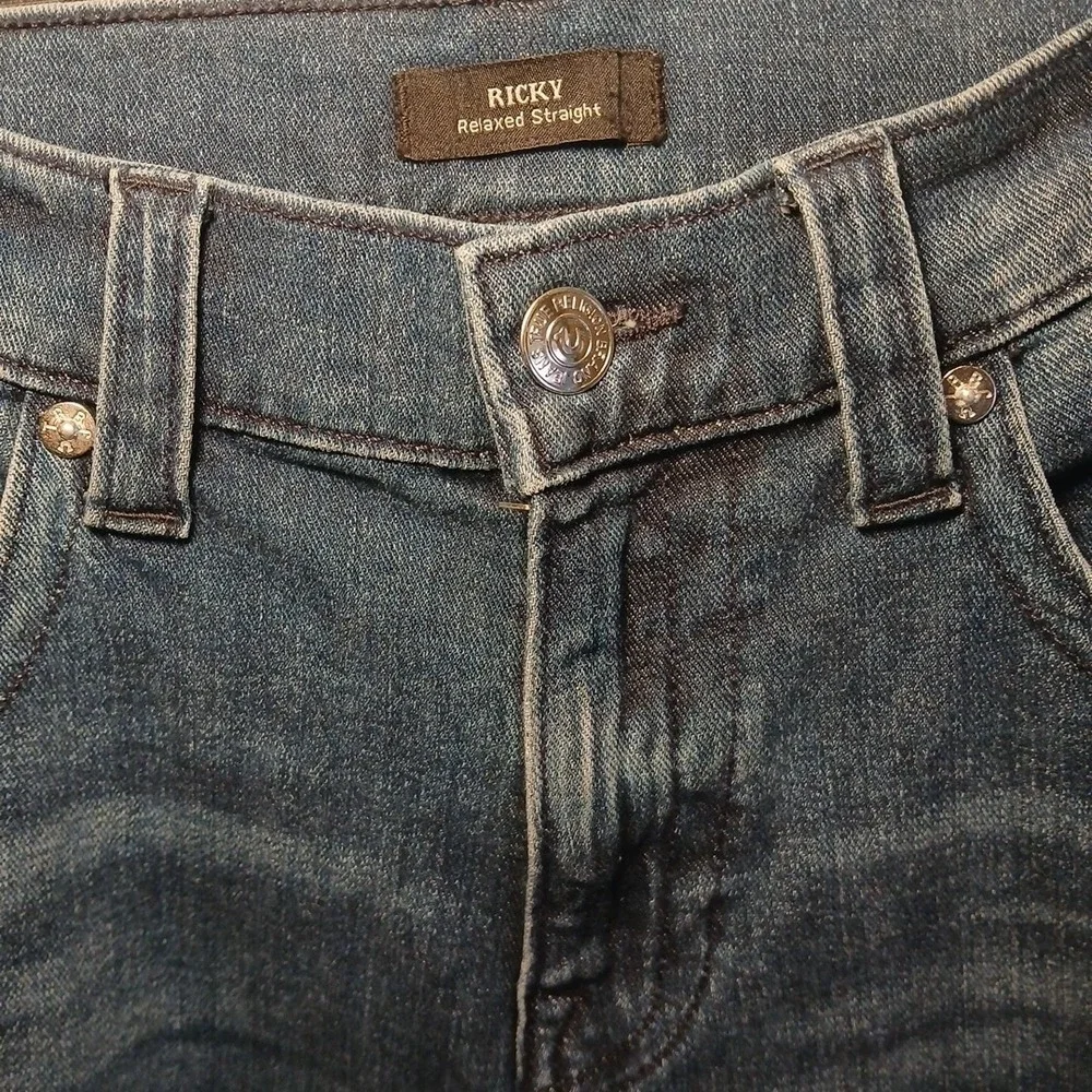 True Religion Ricky Straight Jeans Mens Dark Wash Big Stitch Y2K Denim